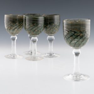 Five Anthony Stern Studio Glass Goblets c1982