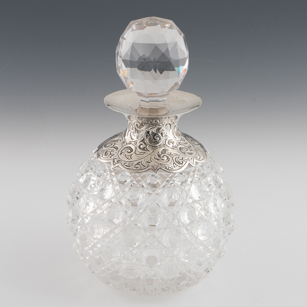 Victorian Silver and Cut Glass Scent Bottle
