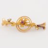 15CT Gold Brooch with Ruby and Seed Pearls c1910