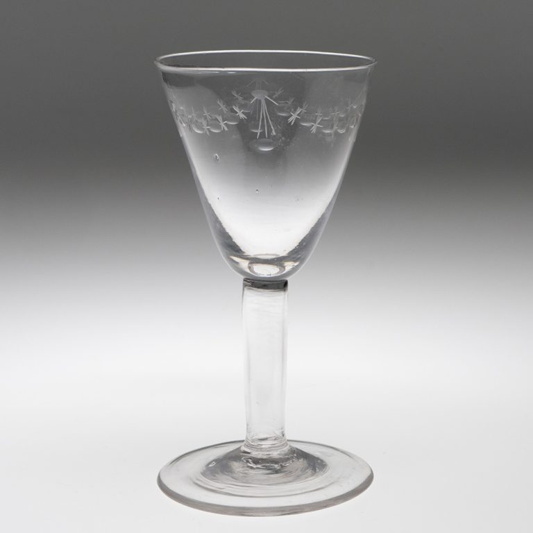 Georgian Hollow Stem Excise Wine Glass c1755