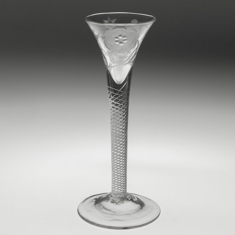Georgian Cordial Glass with Jacobite Engraving c1750