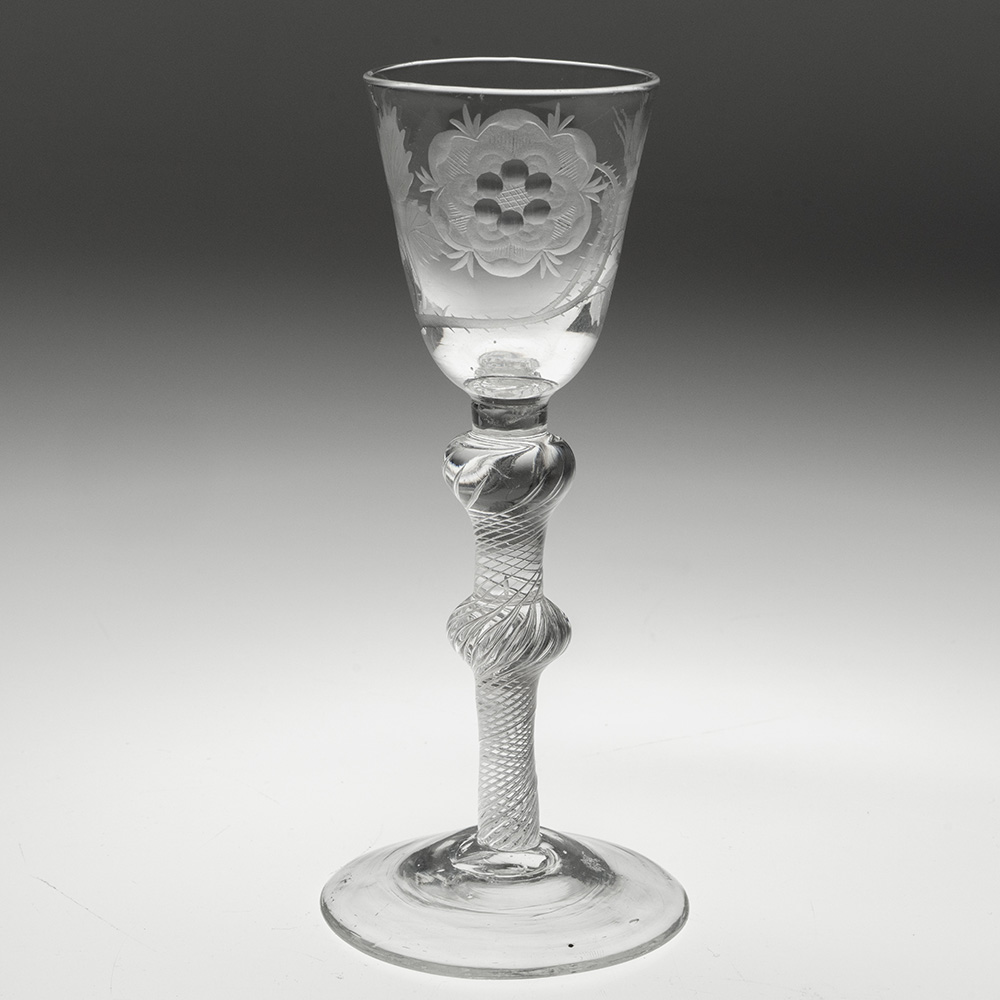 Jacobite Wine Glass with Air Twist Stem c1750 – Engraver D