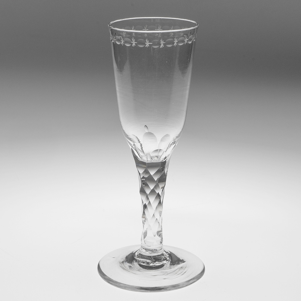 Georgian Ale Glass with Facet Cut Stem c1780