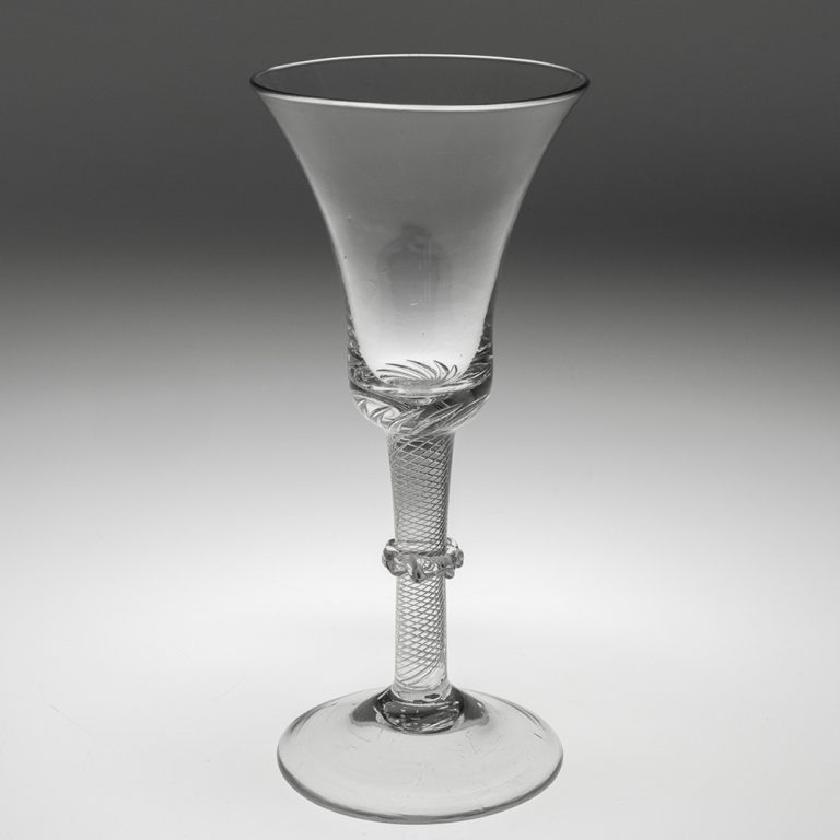 Large Georgian Goblet Air Twist Stem and Vermicular Collar