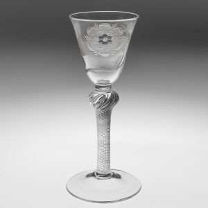 Georgian Wine Glass with Jacobite Engraving c1750