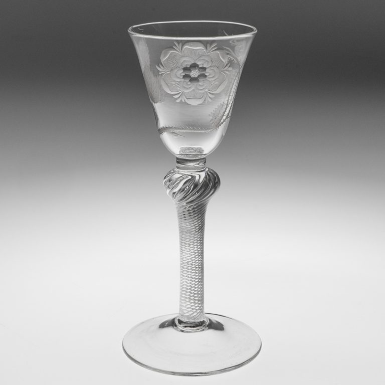 Georgian Wine Glass with Jacobite Engraving c1750