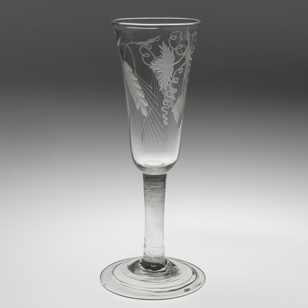 Georgian Ale Glass with Engraved Hops and Barley