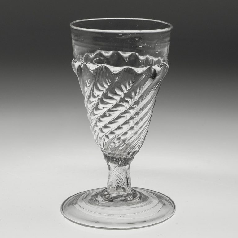 Georgian Ale Glass with Flamiform Moulding c1740