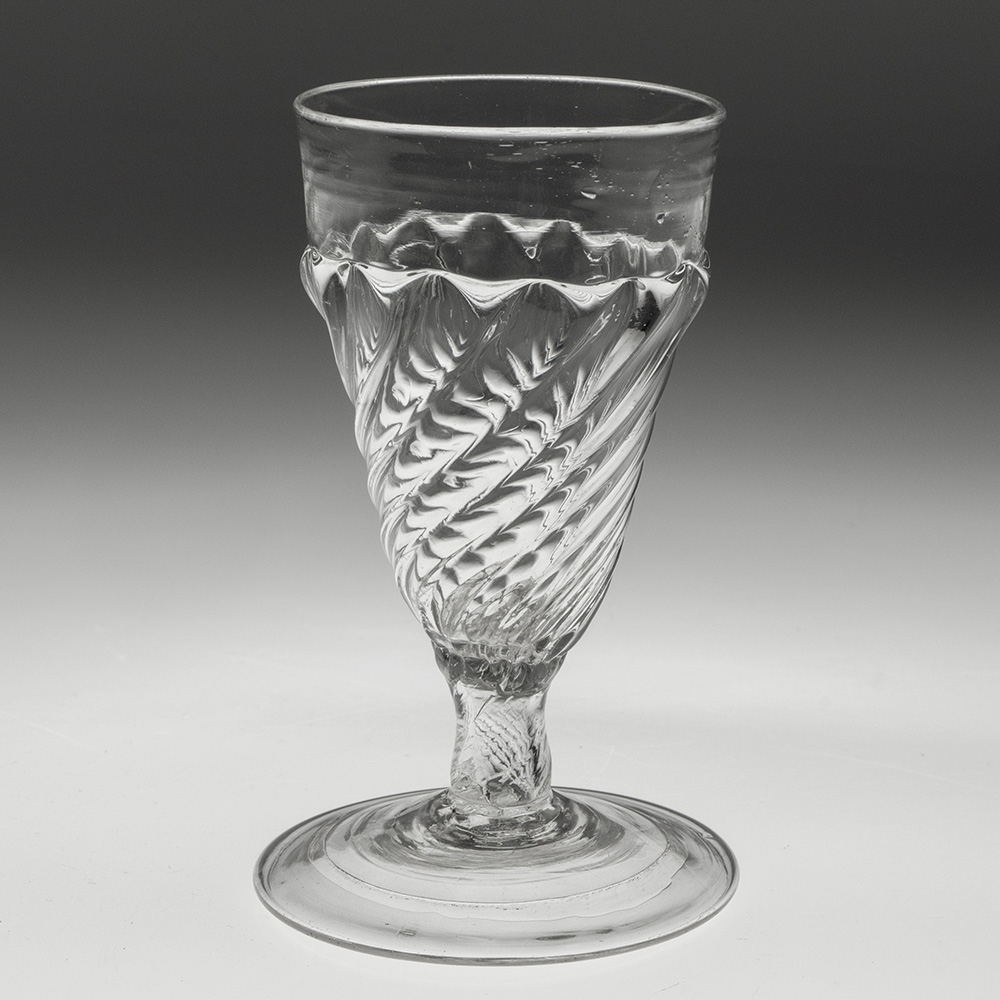 Georgian Ale Glass with Flamiform Moulding c1740