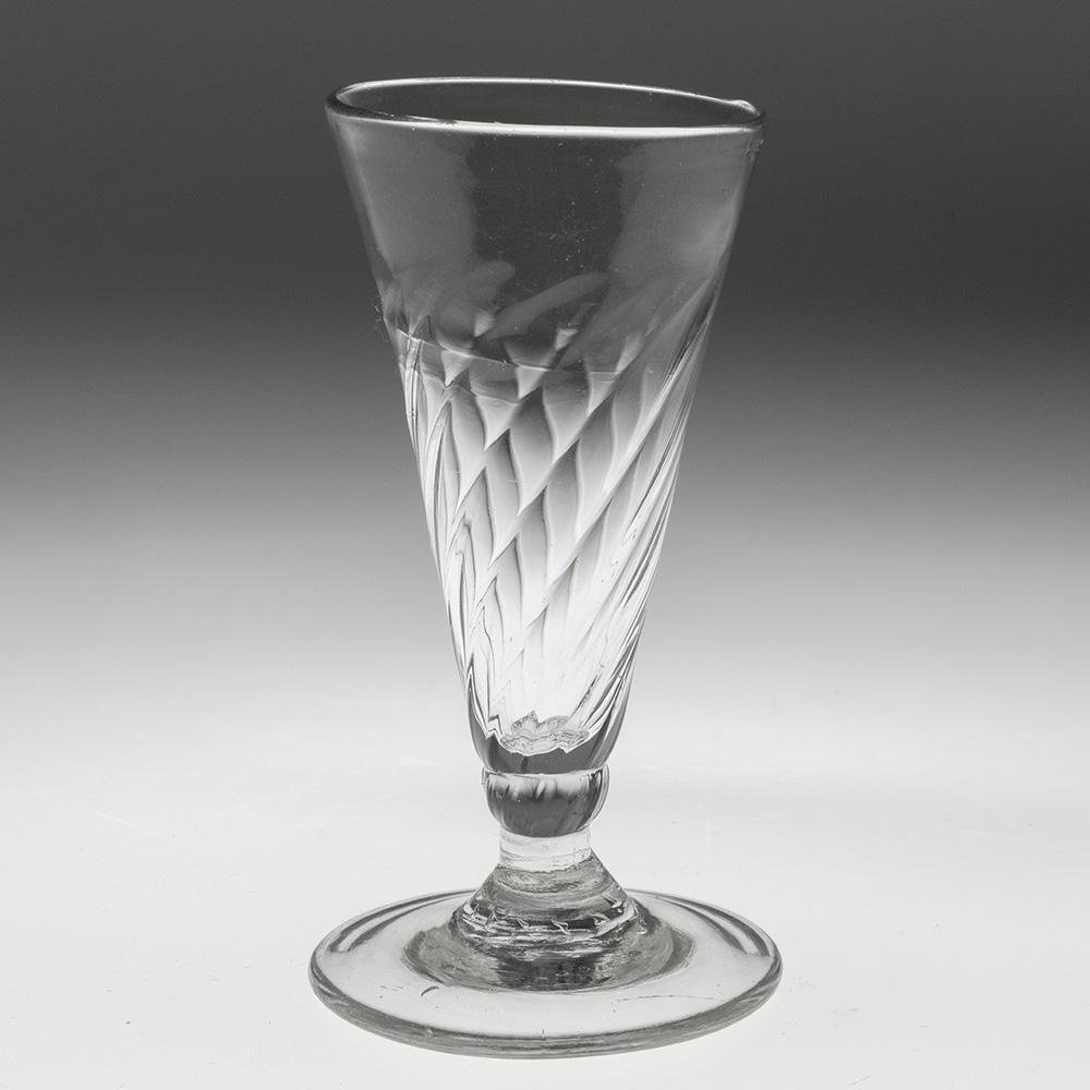 Georgian Ale Glass with Wrythen Moulding c1780