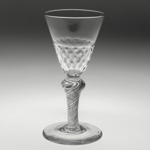 Georgian Wine Glass Hammered Bowl and Air Twist Stem c1750