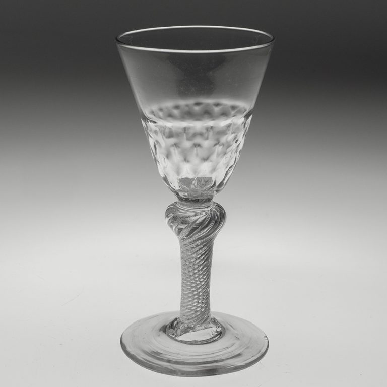 Georgian Wine Glass Hammered Bowl and Air Twist Stem c1750