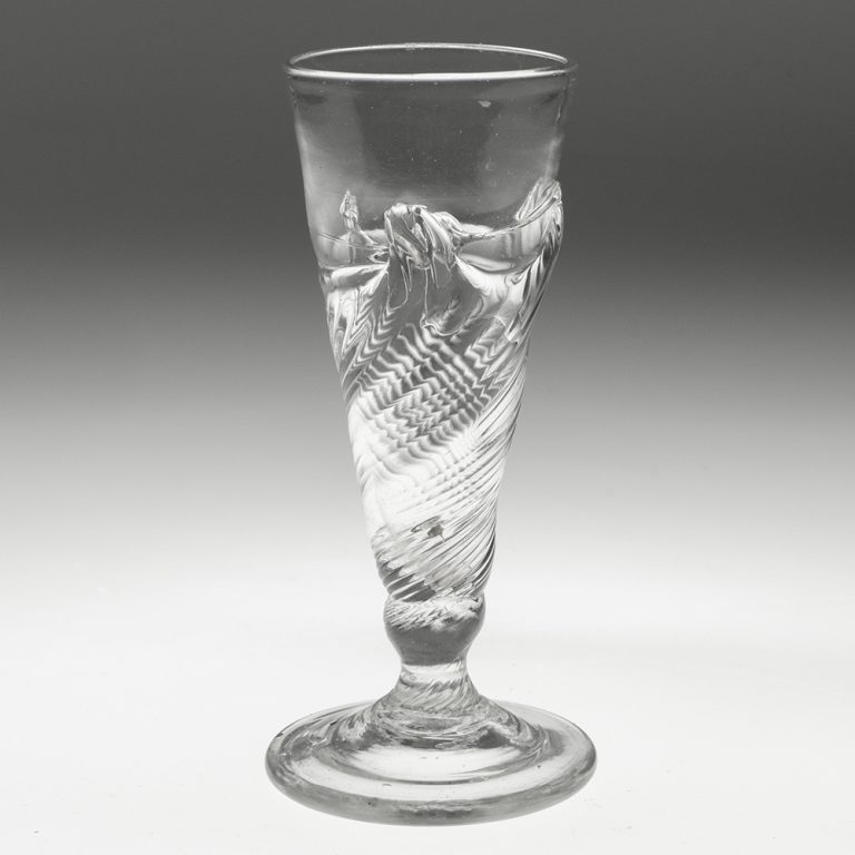 Georgian Ale Glass with Flamiform Moulding c1740