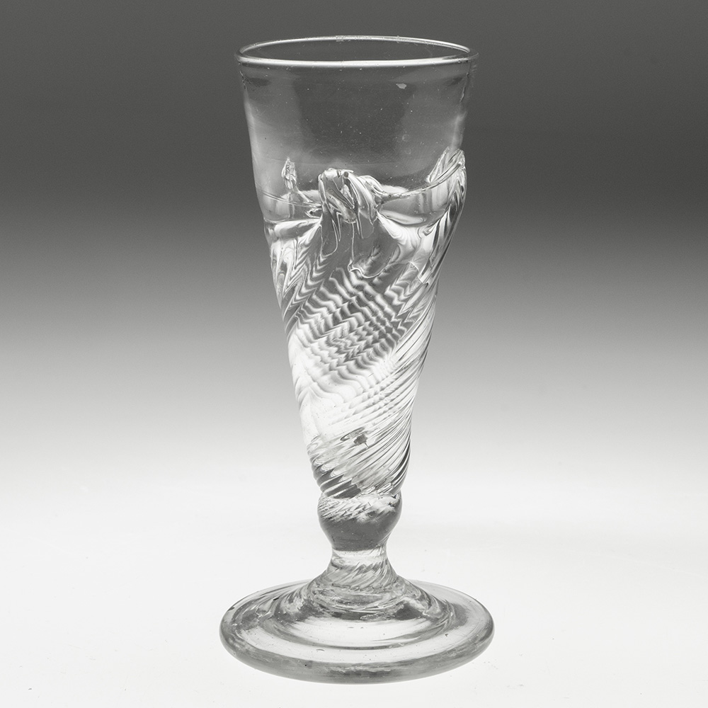 Georgian Ale Glass with Flamiform Moulding c1740