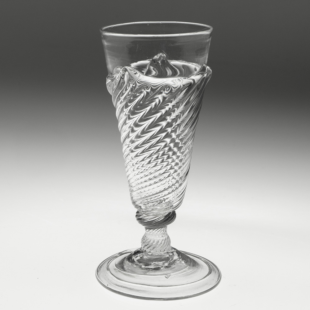 Georgian Ale Glass with Flamiform Moulding c1735 Georgian Ale Glass with Flamiform Moulding c1735