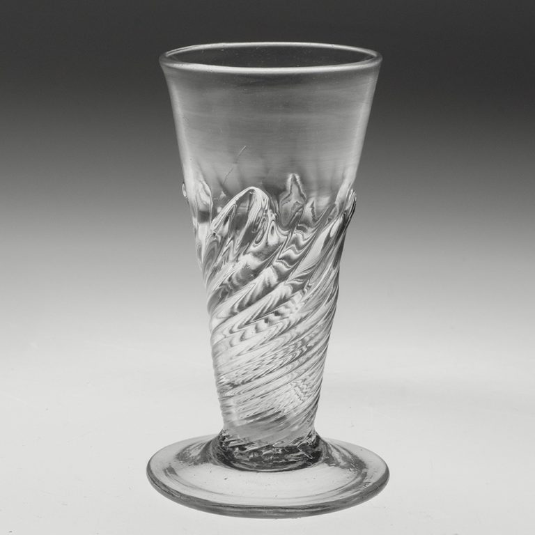 Georgian Ale Glass with Flamiform Moulding c1720