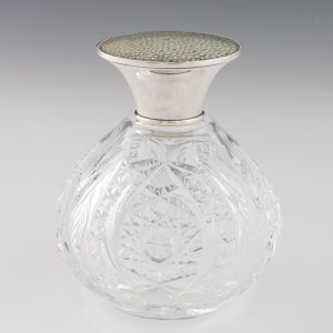 Silver and Cut Glass Scent Bottle with Shagreen c1895