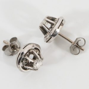 Pair of Gold or Platinum and Diamond Earrings
