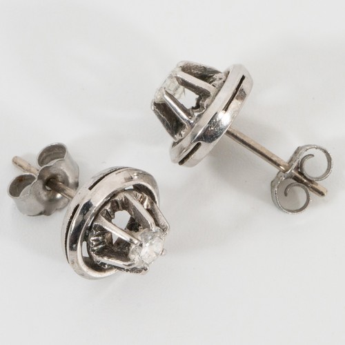 Pair of Gold or Platinum and Diamond Earrings