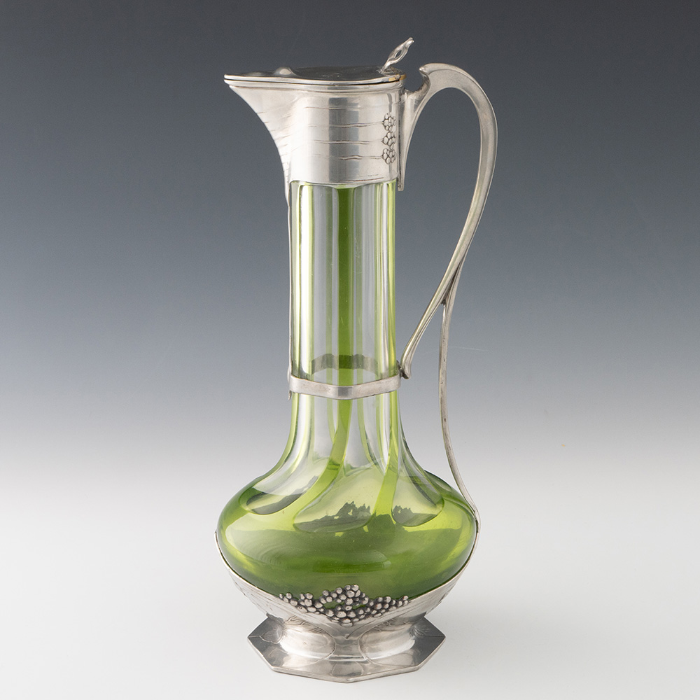 Orivit Art Nouveau Claret Jug - Pewter and Glass c1900 Orivit Art Nouveau Claret Jug - Pewter and Glass c1900