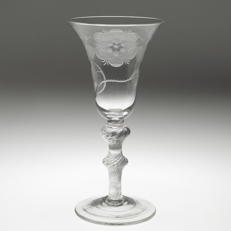 Large Jacobite Engraved Georgian Goblet c1750