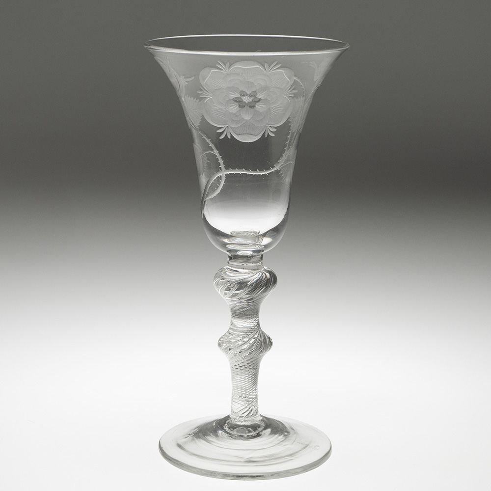 Large Jacobite Engraved Georgian Goblet c1750