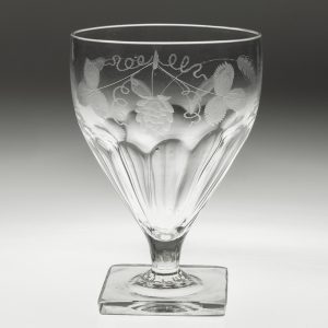 Engraved Georgian Rummer Glass with Square Foot c1830