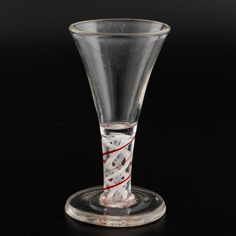 Georgian Firing Glass with Colour Twist Stem c1760