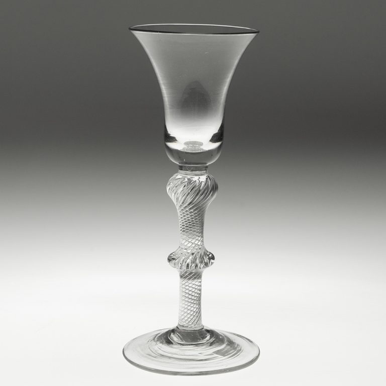 Georgian Wine Glass with Two Knop Air Twist Stem c1750