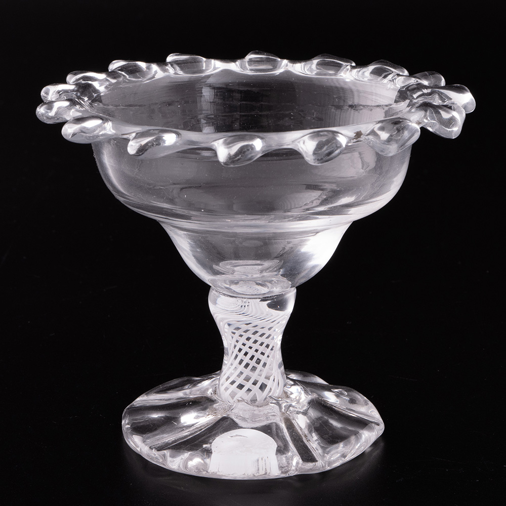 Dog Tooth Georgian Sweetmeat Glass Opaque Twist Stem c1760 Dog Tooth Georgian Sweetmeat Glass Opaque Twist Stem c1760