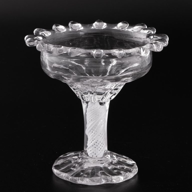 Georgian Sweetmeat with Dog Tooth Bowl and Opaque Twist Stem