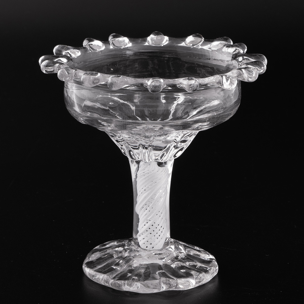 Georgian Sweetmeat with Dog Tooth Bowl and Opaque Twist Stem