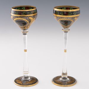Julius Mulhaus Decorated Schnapps Glasses c1910
