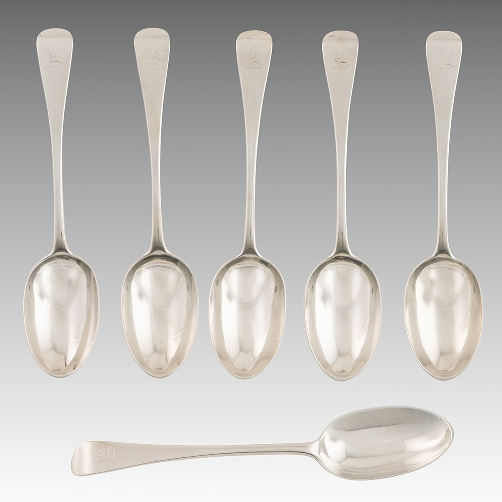Six Sterling Silver Tablespoons London 1895