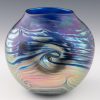Loetz Style Studio Glass Vase Dimpled and Iridescent 1979